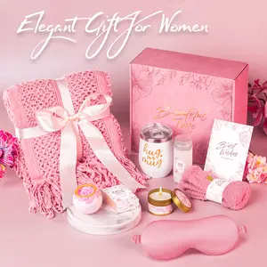 Cozy Gift Basket for Women with Flannel Blanket & Insulated Tumbler, Relaxing Spa Self Care Set for Mom, Wife, Girlfriend, Mother’s Day & Birthday Gifts