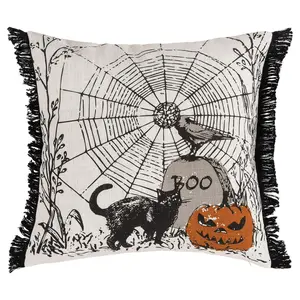 18" x 18" Jol Boo Spider Web Pillow by Valerie