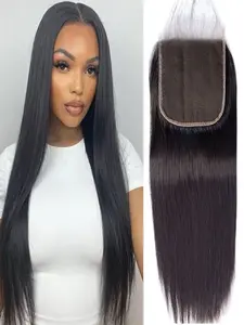 Cheap 5X5 Straight Brazilian Human Hair Lace Front Closure 5x5 Hd Lace Closure For Unprocessed Human Hair Transparent Lace Closure Pre Plucked With Baby Hair Natural Color Straight Lace Frontal