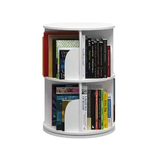 2 Tier 360° Rotating Stackable Shelves Bookshelf Organizer (White) - Intexca Racks