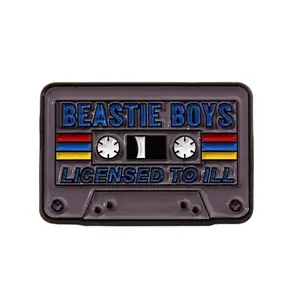 Music cassette tape enamel pin