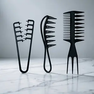 Men's Hair Styling Comb Set, Textured Oil Wide Tooth Comb, Airplane Head Large Back Hair Styling Comb, Dual Clip Comb