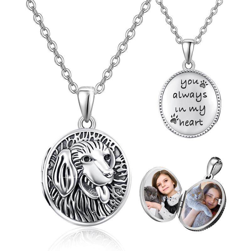 Locket Necklace,Dog Locket S925 Sterling Silver Retro Locket Holds 2 ...