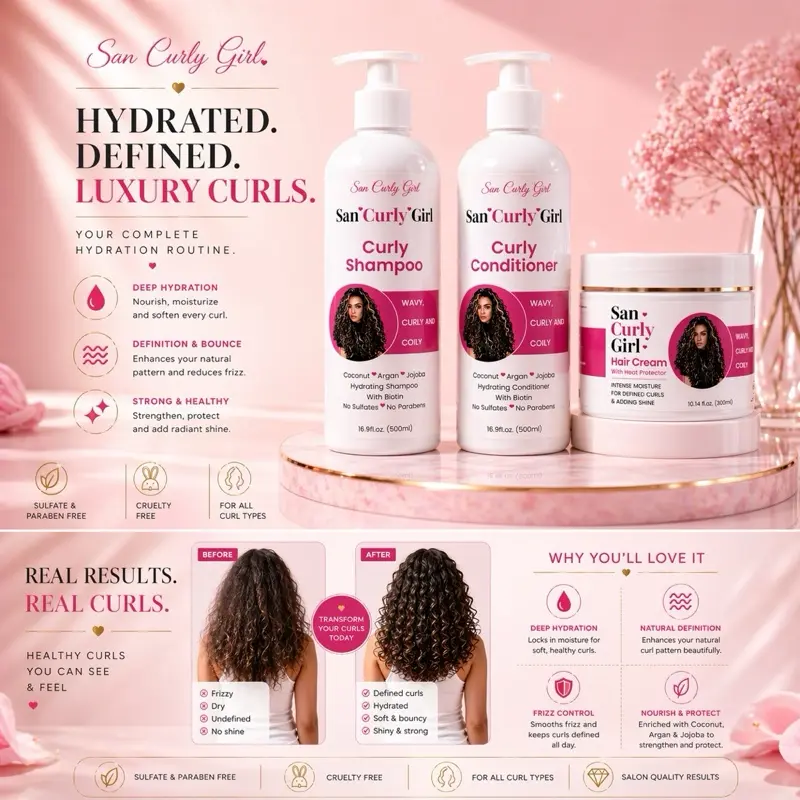 San Curly Glow Hydrating Kit of 3 pieces