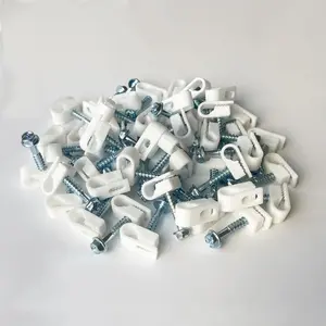 Round Cable Clip with Screws for Ethernet Cable, Wire Clip, Cord Clips for Starlink Cables Wall Installation, Coaxial Cable Organizer Clips for -(10/20/30/50 Pack)