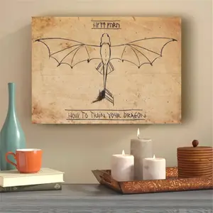 Unframed Canvas Poster - ""How To Train Your Dragon"" Painting - Canvas Wall Art - For Gift, Bedroom, Office, Living Room, Cafe, Bar, Wall Decor, Home And Dormitory Decoration - For Movie Fans & Art Lovers" Decorating Ornaments Photo Artistic Print