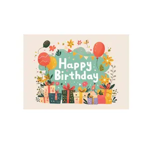 Happy Birthday Greeting Card Handwritten Blessing Message Card Gift Baking Cake Decoration Small Card