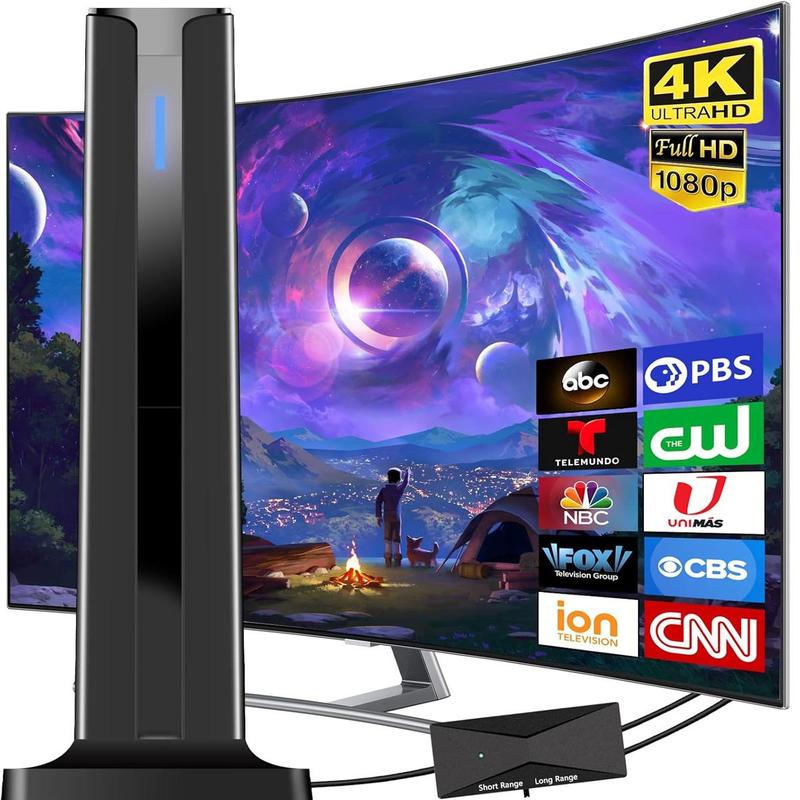 Digital TV Antenna for Smart TV Indoor,2026 TV Antenna with 3M Stick Base, 360°&Long Range Reception 4K HDTV Antenna for Local Free Channels, Easy Installation Antennas for 1080P TVs Without Cable antenna fortv