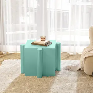 Modern Compact Puzzle Art Side Table - Modular Convex Edge MGO Table with Stable Base, Weatherproof, Indoor & Outdoor Use, Light Green, Buy Singles or Combine for Custom Layouts