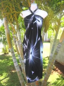 Hawaiian Hibiscus Flower Sarong Cover-Up Hawaii Tropical Floral Pareo Wrap Skirt Dress