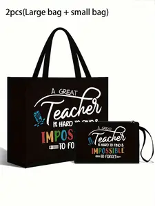 2pcs Large & Small Bags Set, Teacher Appreciation Gift, Fashionable Handbags with Makeup Pouch, Ideal for Educators, Perfect Teacher's Day Present