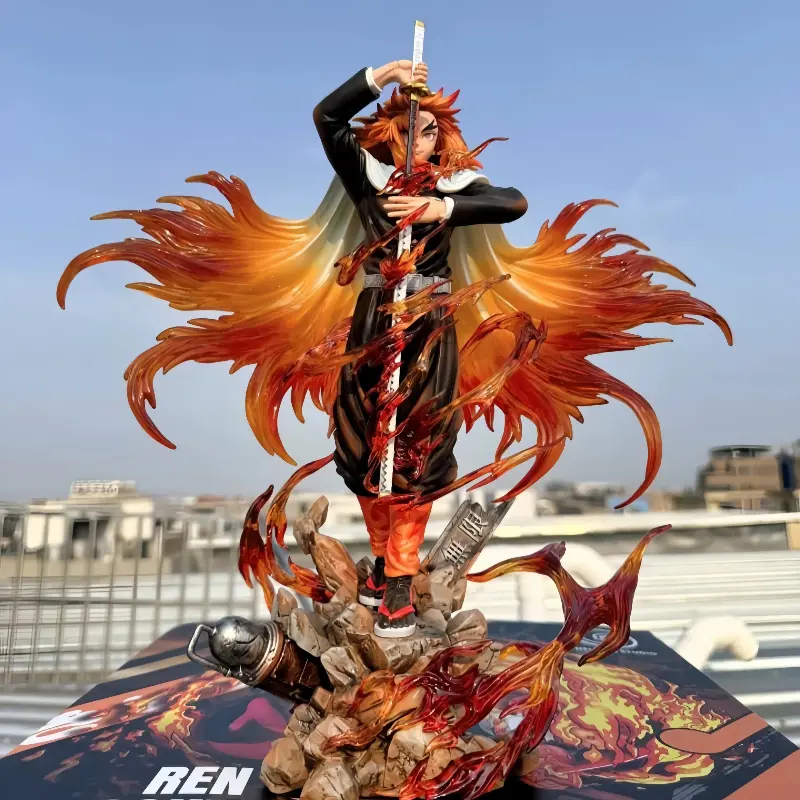 Rengoku Anime Figurine GK Demon Slayer Figure Action Rengoku Kyoujurou Figure Model PVC Collectible Ornament Toys Birthday Gifts