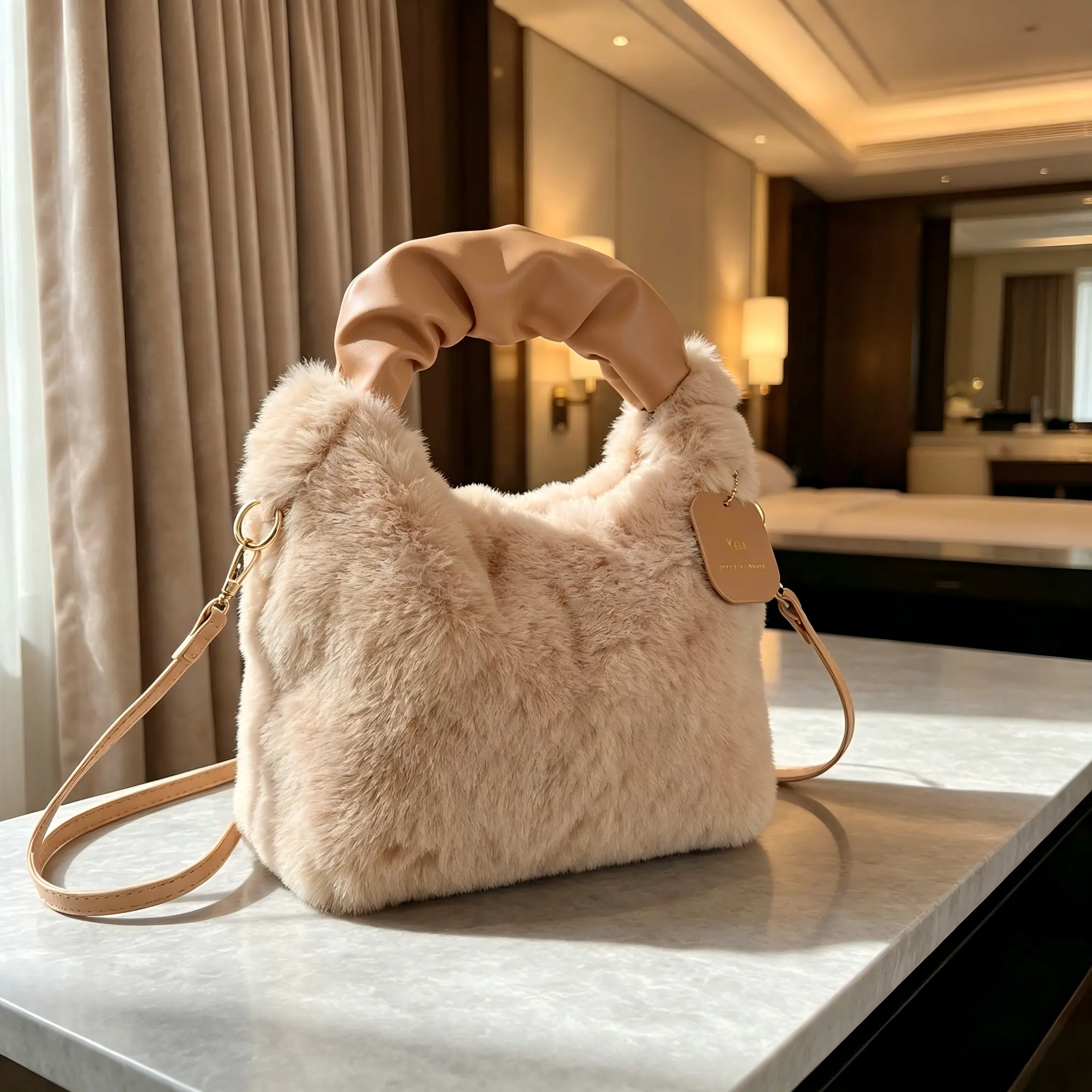 Luxurious plush handbag, girly-style fashionable autumn/winter plush bag, versatile small square bag, suitable for Valentine’s Day, Christmas, Thanksgiving, holidays, and birthday gifts