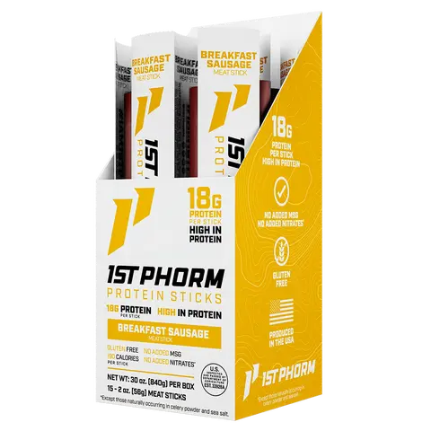 1st Phorm Protein Sticks, 18g of Protein per Stick, No MSG or Nitrates, 15 ct