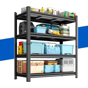 4-Tier Heavy-Duty Adjustable Metal Storage Rack, Quick-Install Home Organizer Standing Shelving Unit for Garages, Pantries, Warehouses