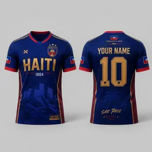 Haiti Custom Soccer Jersey Personalized Name Number Football Shirt Haiti Fan Jersey National Pride Heritage Edition Athletic Sportswear Soccer Uniform Match Day Gift For Men Women Youth