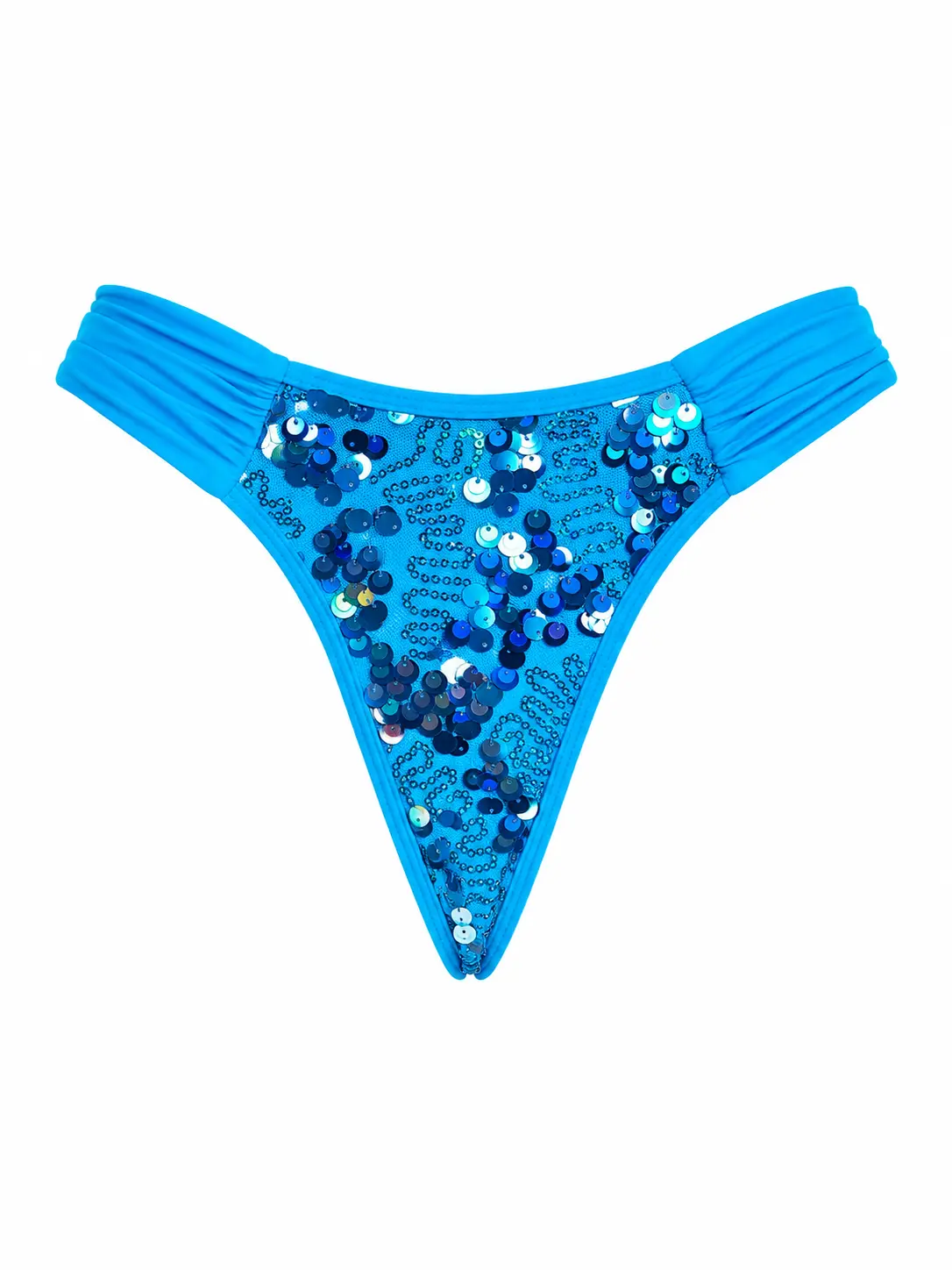 Berry Beachy Beachella Ruched Bikini Bottom - Blue Sequin