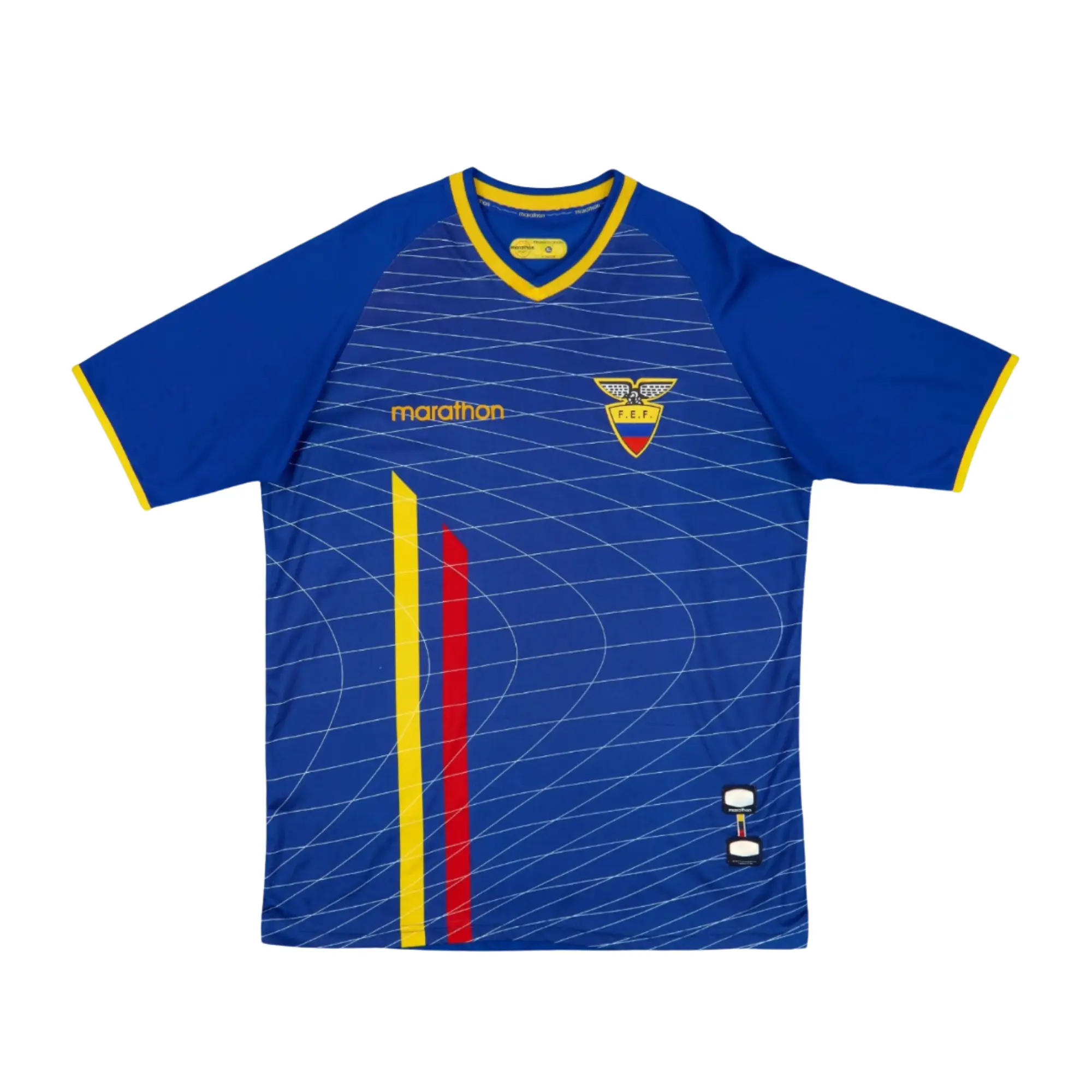 Ecuador Blue Soccer Jersey Shirt, V Neck Short Sleeve Athletic Top with Line Pattern Ecuador Blue Soccer Jersey Shirt, V Neck Short Sleeve Athletic Top with Line Pattern