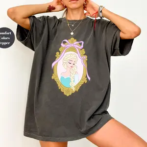 Princess Elsa Coquette Bow Shirt,  Girl Trip Tee, Princess Characters Tee,Princess Matching Shirt,land Vacation Tee