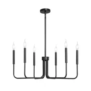 VEVOR 6 - Light Chandelier, Black Farmhouse Chandelier, Adjustable Height, Dining Room Hanging Light Fixture for Ceilings, Modern Chandelier for Bedroom, Foyer, Hall, Kitchen, Living Room and EntrywayVEVOR Super Brand Day