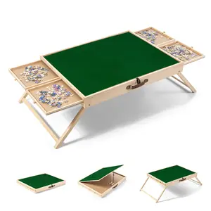 UNICOO Folding Jigsaw Puzzle Table with 4 Storage Drawers – Holds Up to 1500 Pieces | Portable Jigsaw Puzzle Board with Felt Surface & Folding Legs for Adults, Seniors & Family
