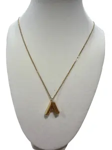 Pre-owned Louis Vuitton "A" Initial Gold Plated Necklace (22 24 in.) Perfect for Daily Use