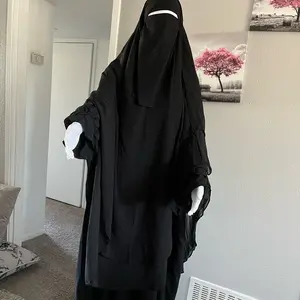 Long two layers khimar with beautiful batwing sleeve Arabian and niqab