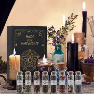 Self-Care Magic Kit - 30-Piece Set with Dried Herbs & Crystal Spoon for Intention Setting, Candle Making & Lunar Rituals​