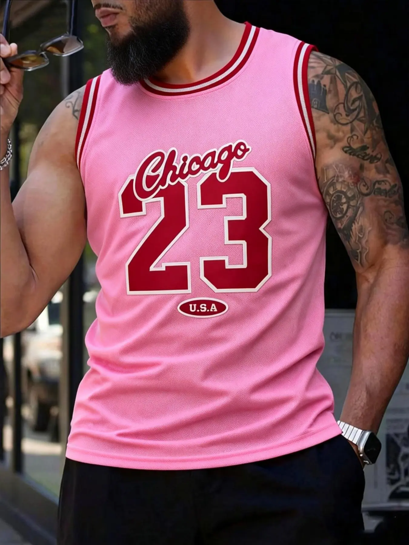 Men's High Quality Basketball Jersey, Sporty Jersey, Regular Fit Casual Sleeveless Round Neck Basketball Vest,Chicago #23 Stitched Sportswear,Men's Summer Clothes for Training Competition, Sports Top, Athletic Top, Gym Workout Tops, Active Tops