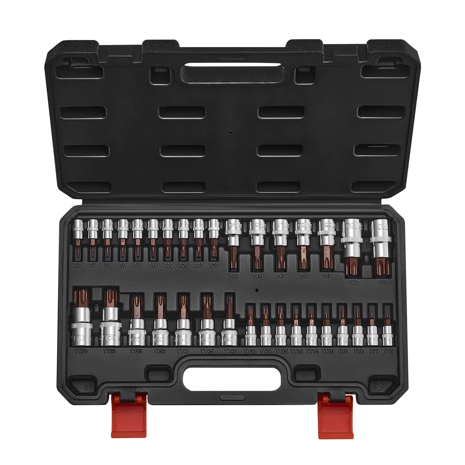 【DealsForYouDays】VEVOR 34-Piece Torx Bit Socket Wrench SetT6-T70 Solid Star & Tamper ProofS2 Alloy & Cr-V Steel1/4 in3/8 in1/2 in DrivesEnhanced Storage CaseMechanic Tools for Hand Use, Socket Wrench Set