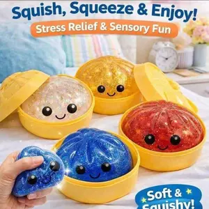 Shiny Steamed Bun Squishy Toy, With Steam Box Design, Cute Style, Slow Rising, Soft Squeeze, Stress Relief Toy