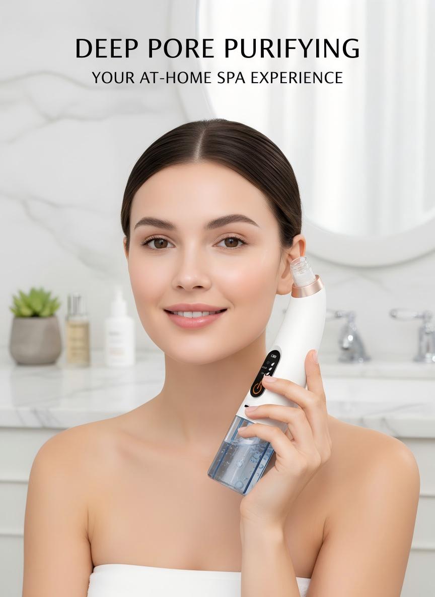Hydra Facial Blackhead Remover, Electric Pore Vacuum with Bubble Technology for Deep Cleansing, Removes Blackheads, Oil & Dirt, Hydrates & Smooths Skin, Tightens Pores, Adjustable Suction, USB Rechargeable Skincare Tool