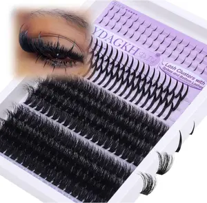 Volume Lash Clusters Spikes Cluster Eyelash Extensions 80D 100D Spiky Lash Extension 5-19mm Long Thick Individual Cluster Lashes with Spikes DIY Eyelash Extension with Bottom Lashes 270Pcs