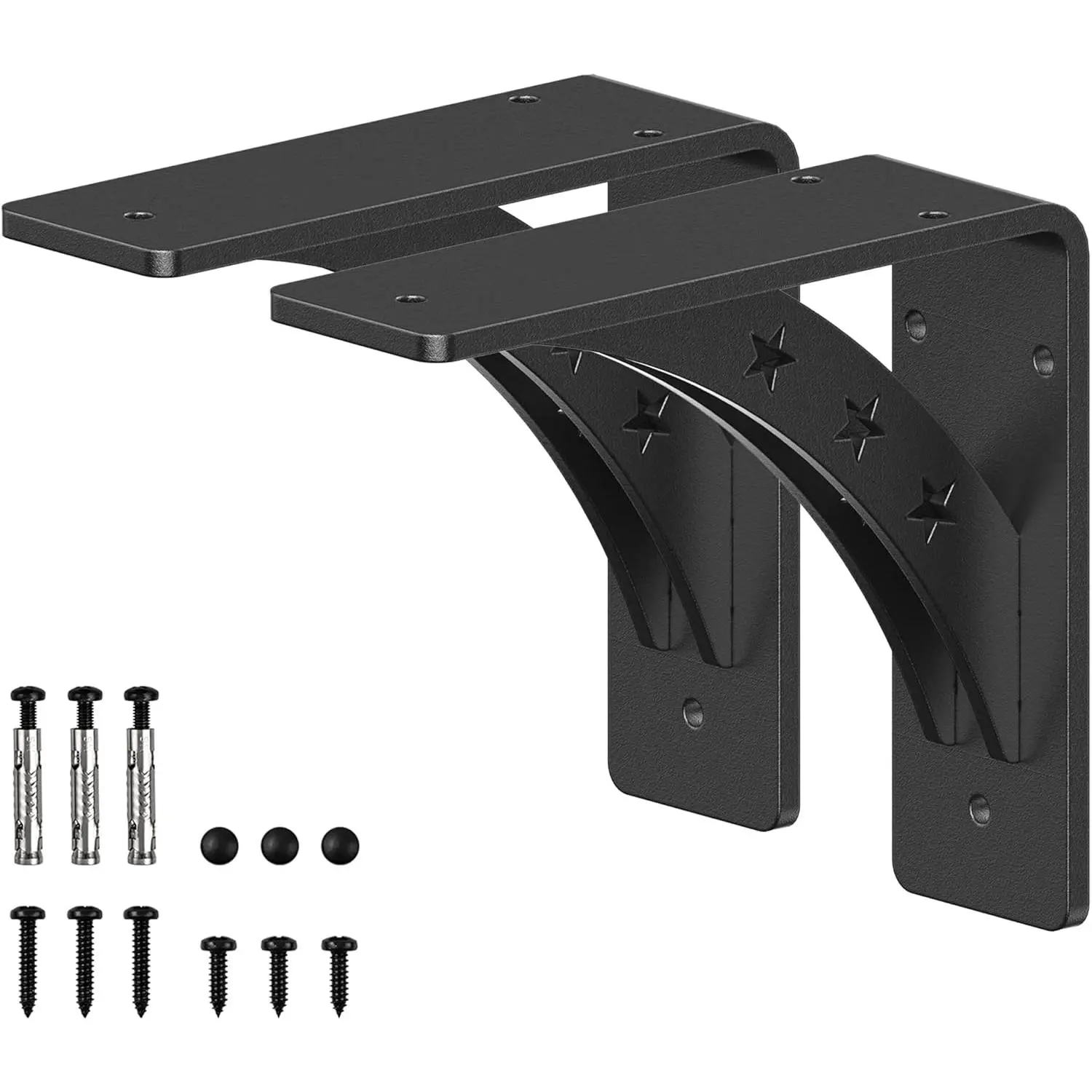 Heavy Duty Shelf Brackets,max Load 900 LBS,Premium Alloy Metal Mantel Brackets , (Set of 2) Fireplace Mantel Brackets - Countertop Support Brackets (Matte Black, 6 inch x 5 inch)