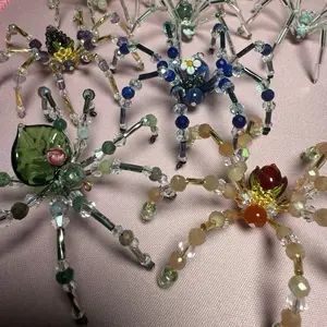 Mini Beaded Spiders - Unique Design with Gemstones & Glass Beads - Versatile Decorative Pieces for Personal Accessories & Home Decor