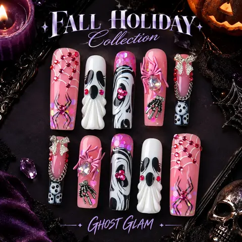 Lovful | Holiday FALLL Collection Handmade Acrylic Press On Nails | 10PCS Reusable | Salon Quality Rhinestone Decorations #SohoChic