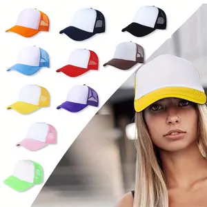 Pack Of 10 Blank Baseball Caps, Adjustable Mesh Trucker Hat, Unisex Polyester Golf Dad Hat for Christmas, Heat Press