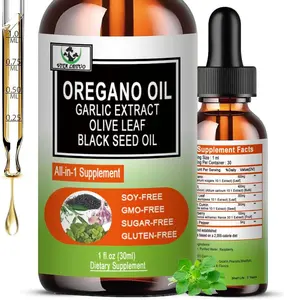 Organic Oil of Oregano with Black Seed Oil, Oregano Oil Liquid Drops w/Garlic Olive Leaf Elderberry for Immune,Digestive Support & Antioxidant,Seasonal Support Supplement for Women Men