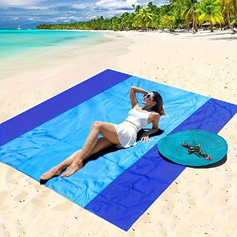 High-Quality Beach Blanket Picnic Mat, Fits 4-6 Adults, Extra Large Foldable Camping Pad, Easy Clean, Dual Color Design, Outdoor Sandproof, Camping Accessory, Picnic Essentials