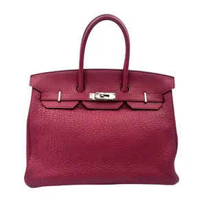 Pre-owned HERMÈS Taurillon Clemence tote bags Birkin 35 Pink Top Handle Bag 2014 HR130