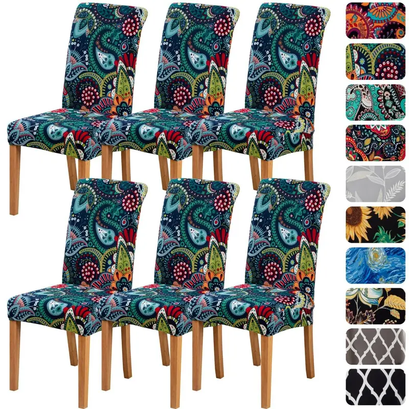 4/6-Pack Waterproof Stretch Dining Chair Covers – Floral Pattern Seat Protectors