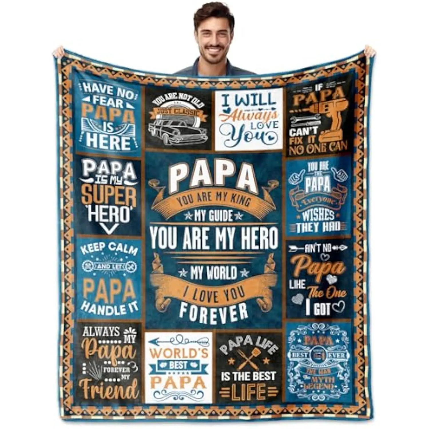 Eyesoul Papa Gifts from Grandchildren, Gifts for Papa Blanket 60"x50", Best Papas Ever Gifts, Papas Gifts from Granddaughter, Papa's Gift Ideas for Father's Day Birthday Christmas Thanksgiving Day