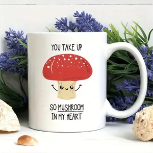 1pc, You Are Like a Mushroom in My Heart, a Fun and Cute Mushroom Ceramic Cup, an 11 Ounce Water Cup, an Office Coffee Cup, a Gift for Office Coffee Cups for Friends and Family