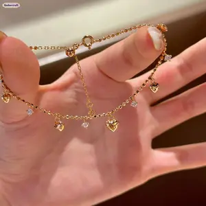 Embercraft Dainty Heart Charm Bracelet for Women Minimalist Tassel Pendant Stackable Elegant Fashion Jewelry for Daily Wear Party and Gift