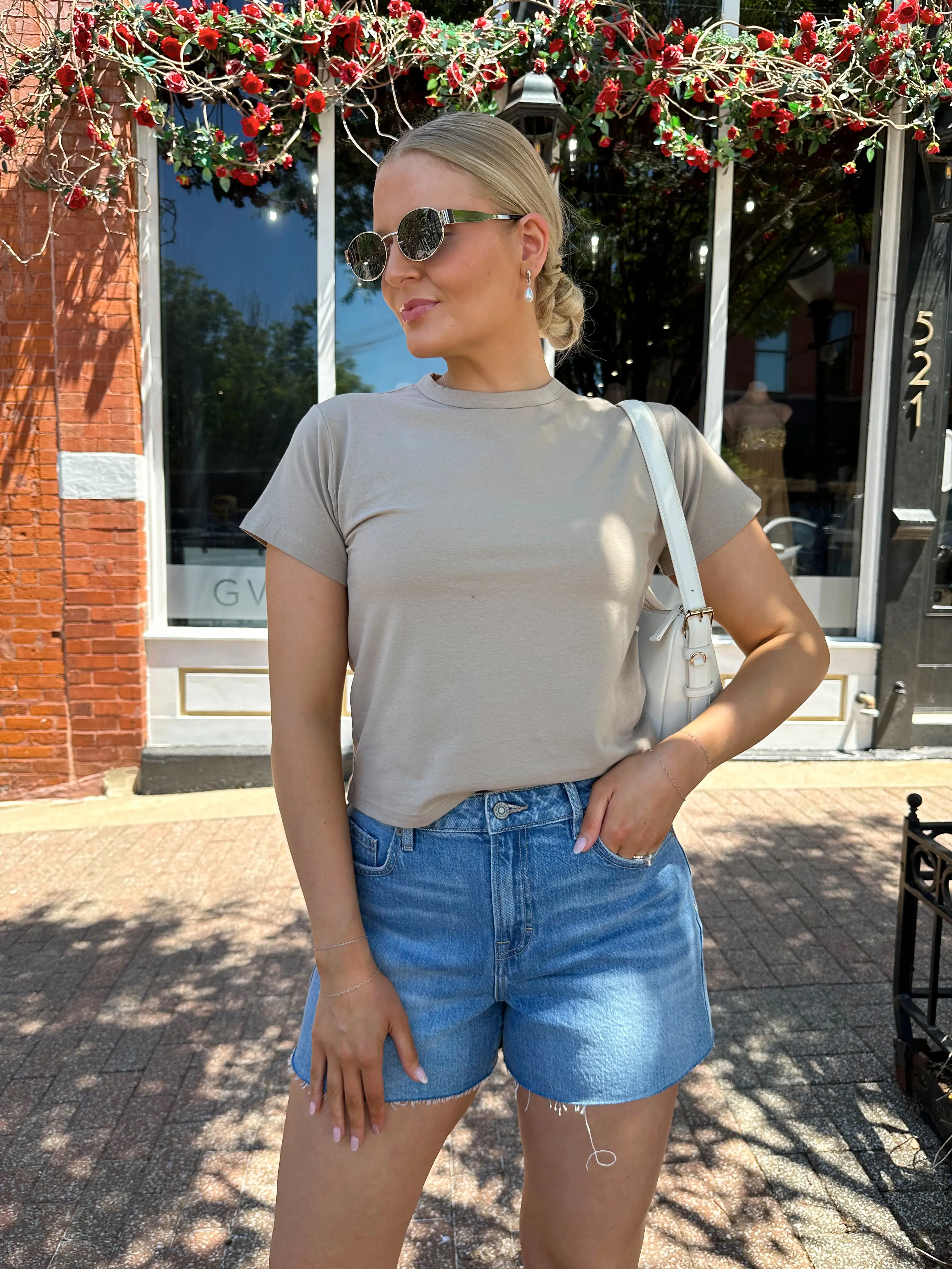 Zoe Taupe Basic Tee Shirt