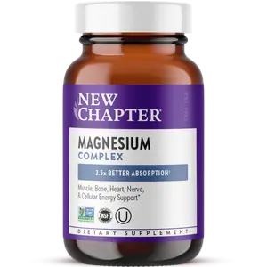 New Chapter Magnesium Complex for Heart, Bone, Nerve, Muscle & Cellular Energy - 325mg Magnesium Glycinate + Sea-Sourced & Fermented Forms - 60ct