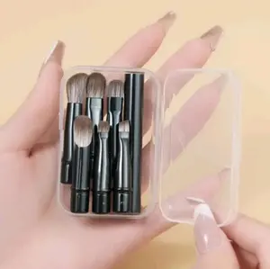 6 Piece Mini Travel Brush Set with Case - Includes Lip Eyeshadow & Eyebrow Brushes - Fits in Purse - No Additional Features