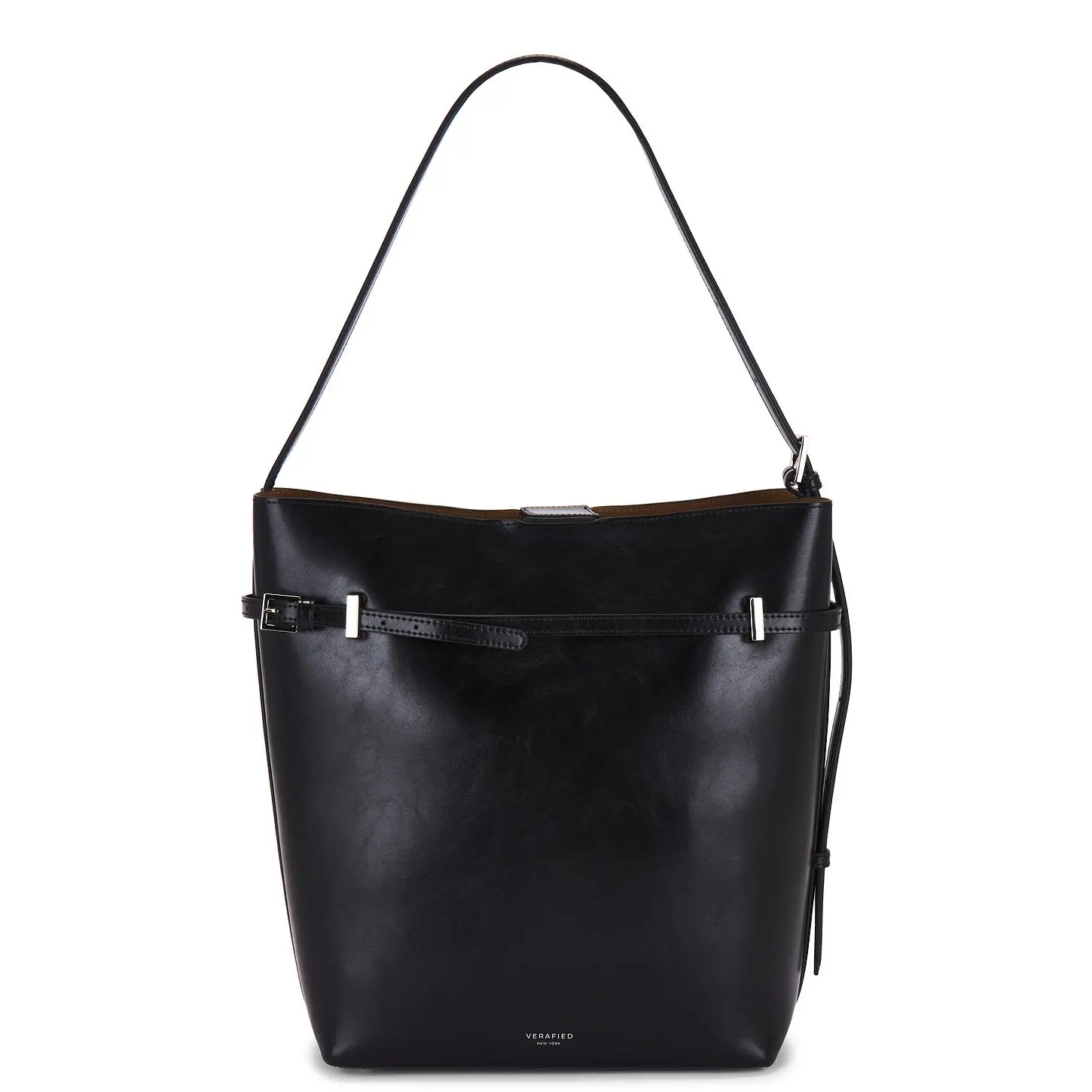 REVOLVE Women's Belted Tote Bag, Black Casual Commuter Bag