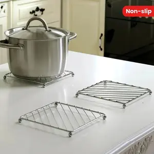 Stainless Steel Cup Mat, 3 Counts Non-slip Heat Resistant Pot Mat, Kitchen Coasters, Kitchen Accessories, Household Kitchen Products, Kitchen Decorative Placemat