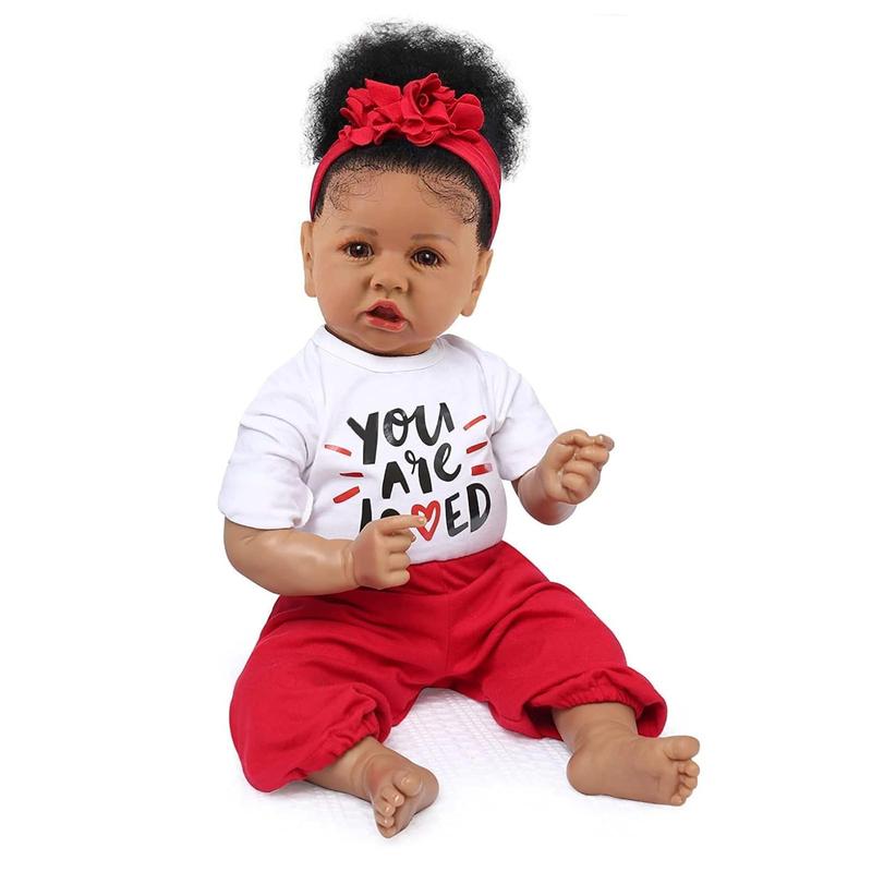 [WOOROY] Reborn Baby Doll -  Birthday & Christmas Gift, 20 In African American Reborn Doll with Soft Cloth Body, Brown Skin, Perfect Gift for Ages 3+